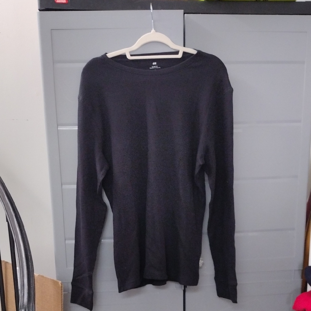 H&M Womens Black Long Sleeve Henley